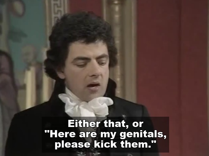 Blackadder with the actors in Sense and Senility