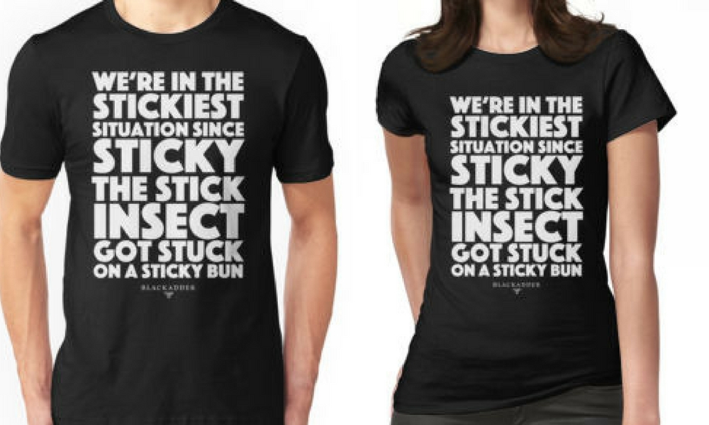 Blackadder T-Shirt giveaway for a Sticky the Stick Insect